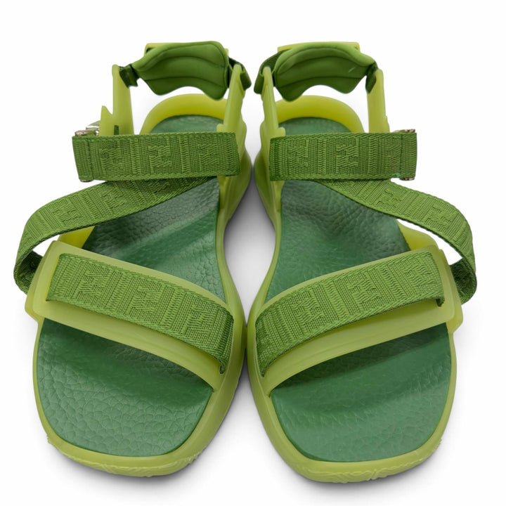 Pristine FENDI Sandals FLOW multi strap green leather mens 7X1503