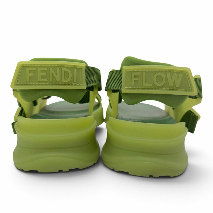 Pristine FENDI Sandals FLOW multi strap green leather mens 7X1503