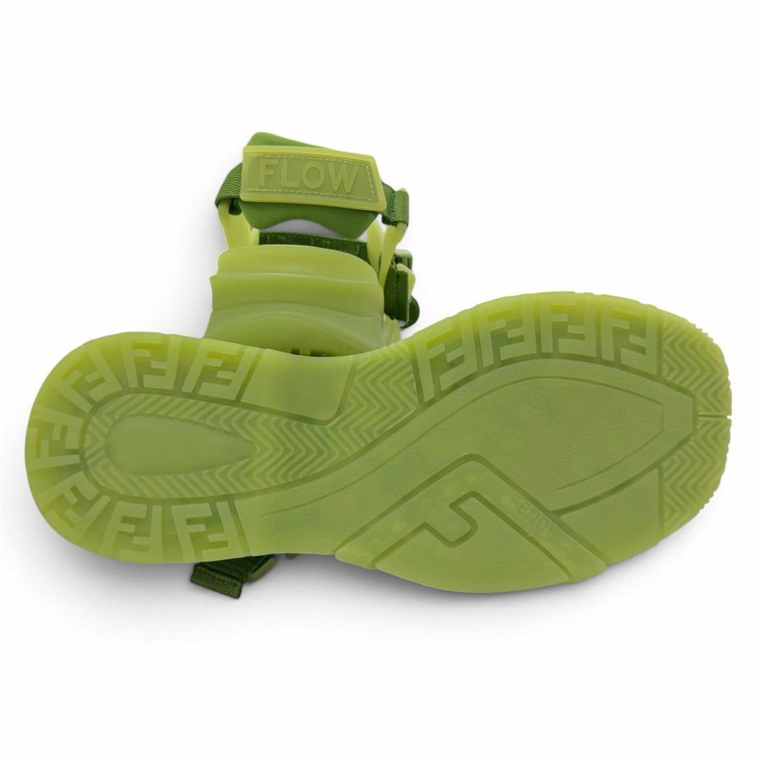 Pristine FENDI Sandals FLOW multi strap green leather mens 7X1503