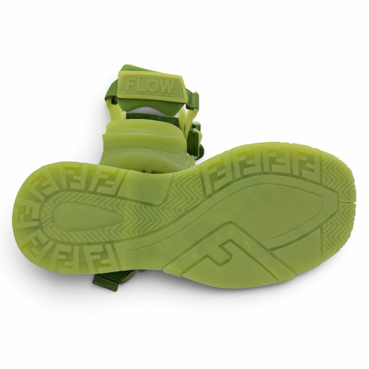 Pristine FENDI Sandals FLOW multi strap green leather mens 7X1503