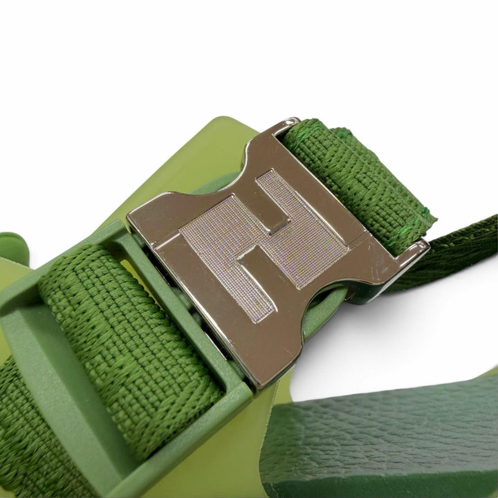 Pristine FENDI Sandals FLOW multi strap green leather mens 7X1503