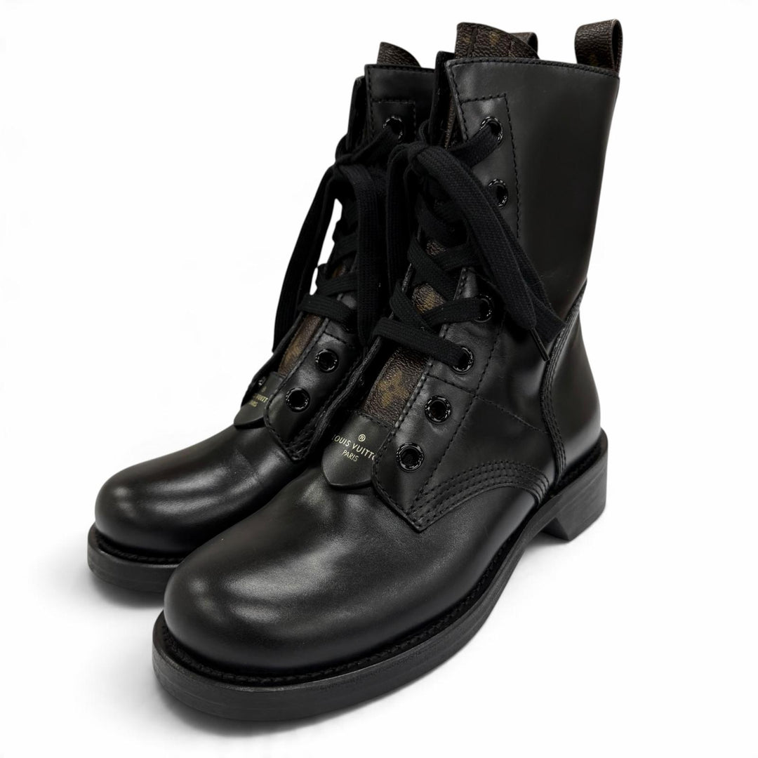 Excellent LOUIS VUITTON short boots Metropolis Line Monogram leather black IT 36