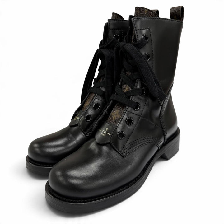 Excellent LOUIS VUITTON short boots Metropolis Line Monogram leather black IT 36