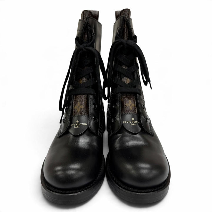 Excellent LOUIS VUITTON short boots Metropolis Line Monogram leather black IT 36