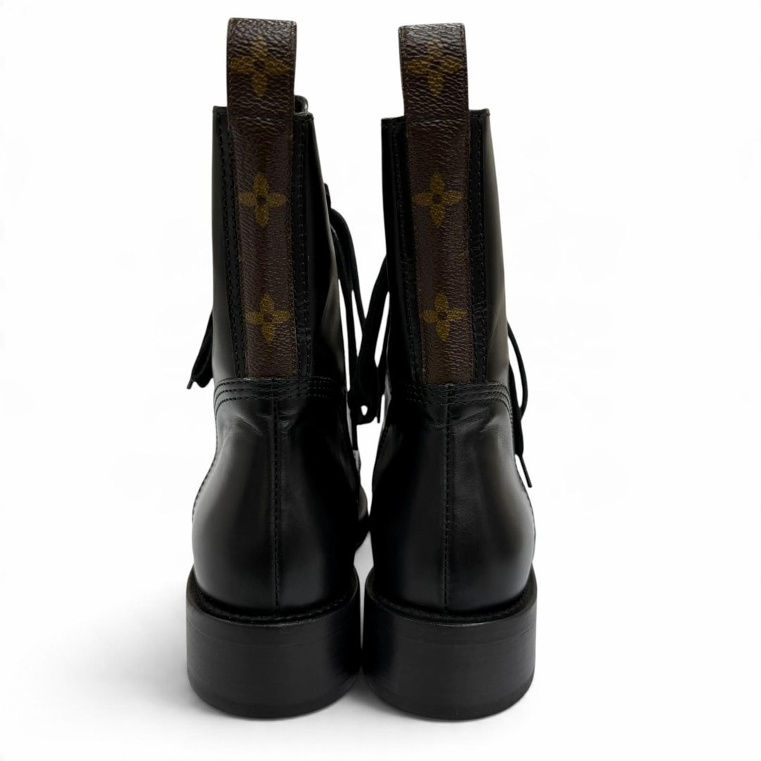 Excellent LOUIS VUITTON short boots Metropolis Line Monogram leather black IT 36