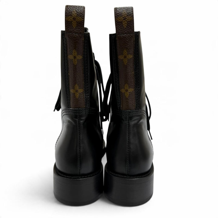 Excellent LOUIS VUITTON short boots Metropolis Line Monogram leather black IT 36