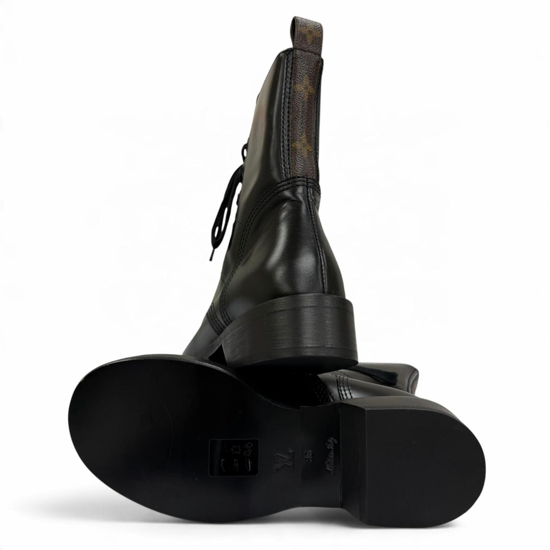 Excellent LOUIS VUITTON short boots Metropolis Line Monogram leather black IT 36