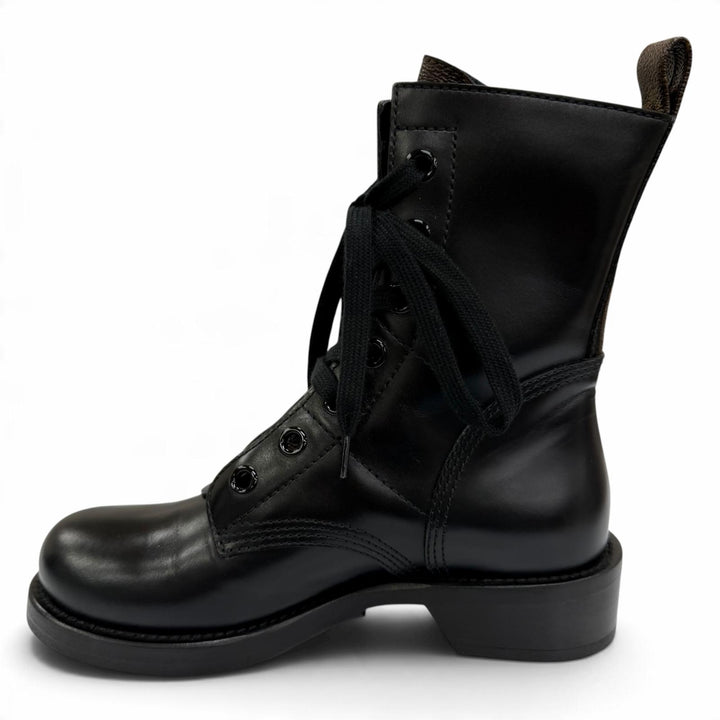 Excellent LOUIS VUITTON short boots Metropolis Line Monogram leather black IT 36