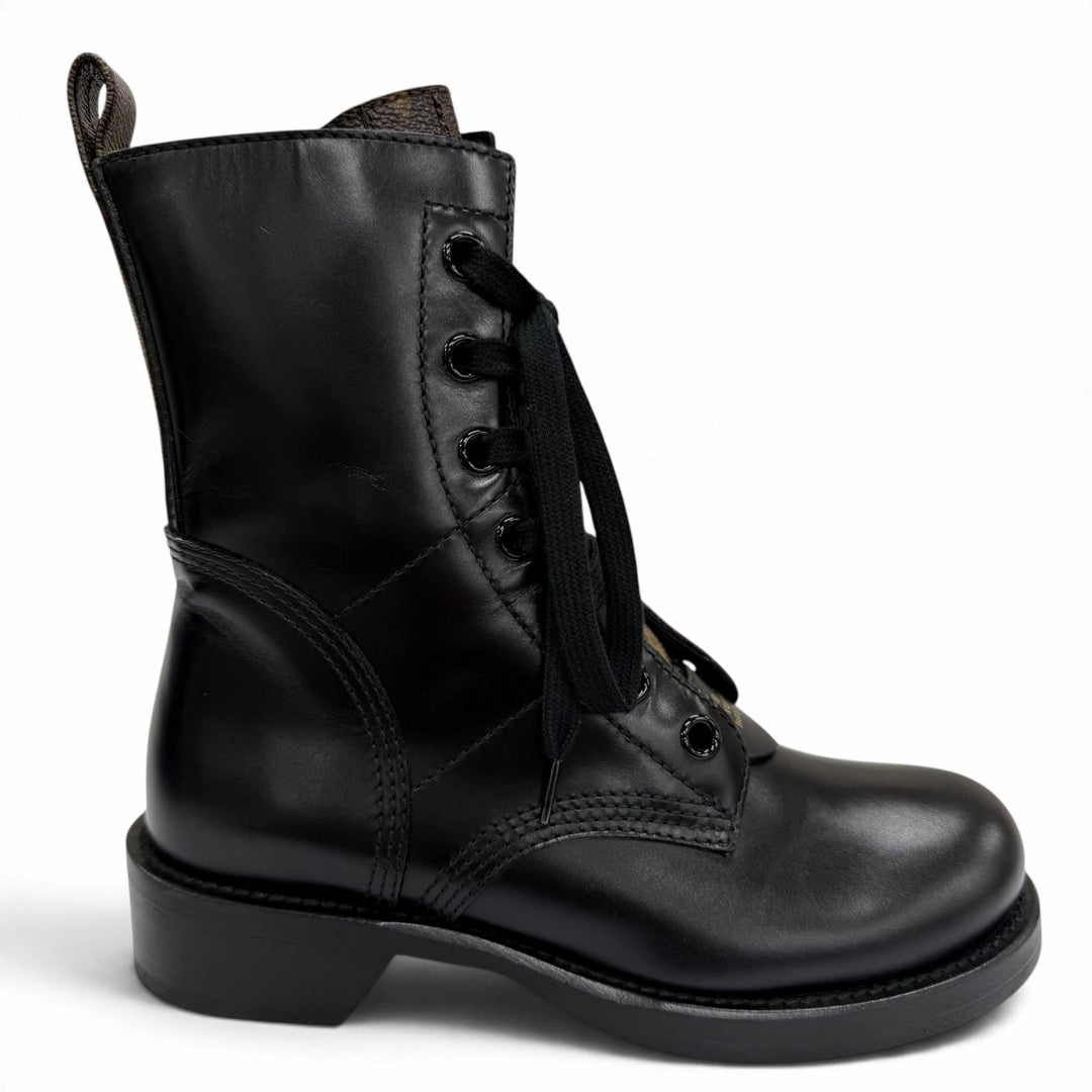 Excellent LOUIS VUITTON short boots Metropolis Line Monogram leather black IT 36
