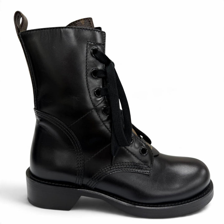 Excellent LOUIS VUITTON short boots Metropolis Line Monogram leather black IT 36