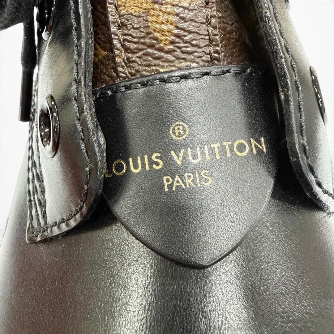 Excellent LOUIS VUITTON short boots Metropolis Line Monogram leather black IT 36