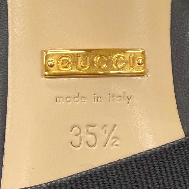Great GUCCI pumps Leather with jeweled buckle and ribbon band. 35.5 481176