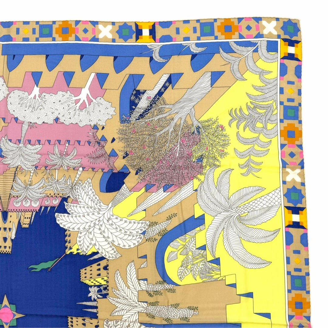 Pristine HERMES scarf Le Palais des Quatre Vents Carre Jean 140 cashmere Women