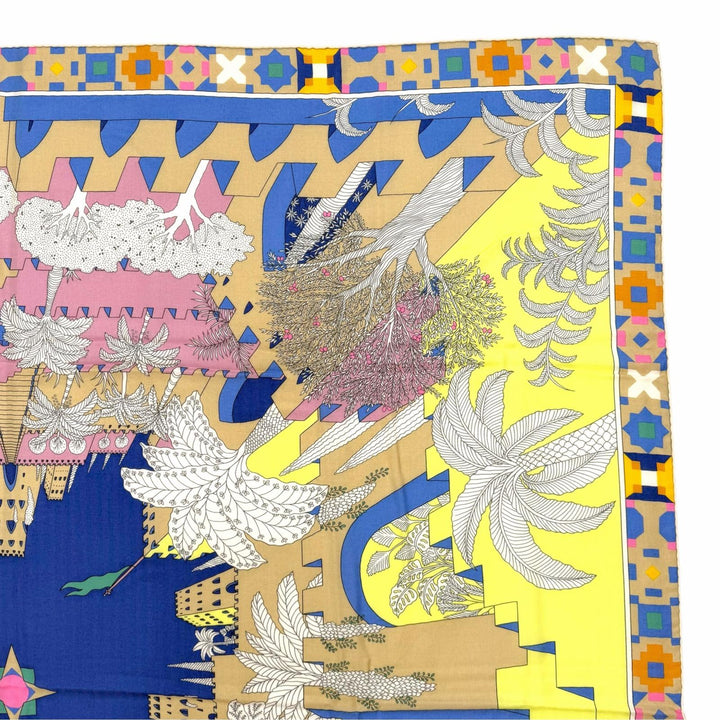 Pristine HERMES scarf Le Palais des Quatre Vents Carre Jean 140 cashmere Women