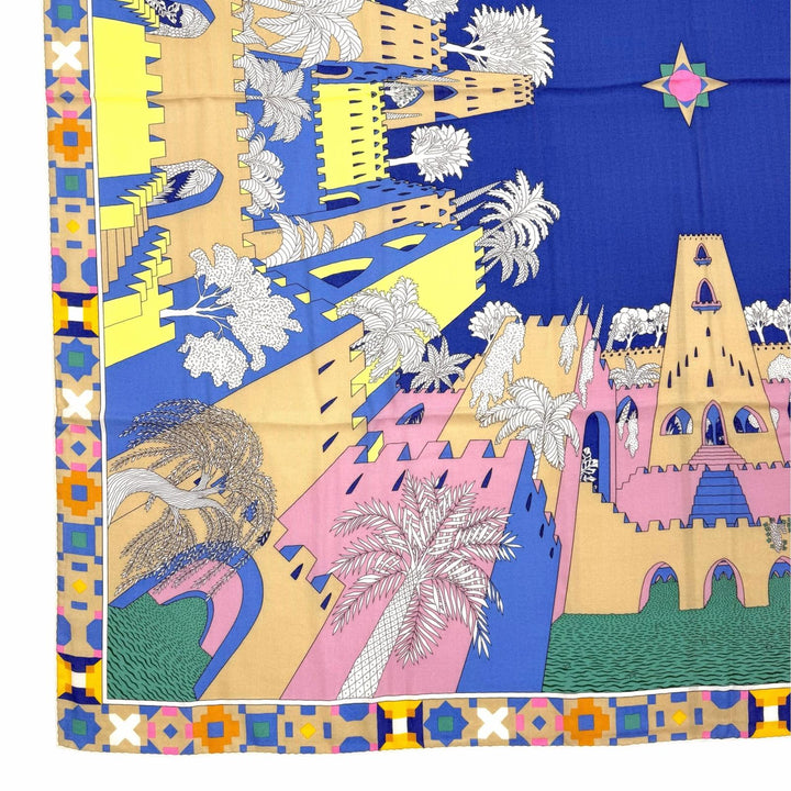 Pristine HERMES scarf Le Palais des Quatre Vents Carre Jean 140 cashmere Women