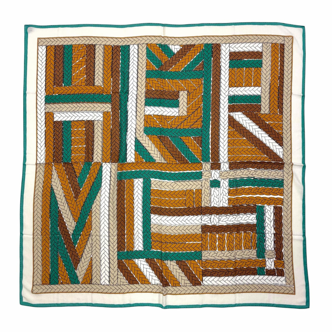 Great HERMES scarf TRESSES H Carre Jean 140 cashmere Women