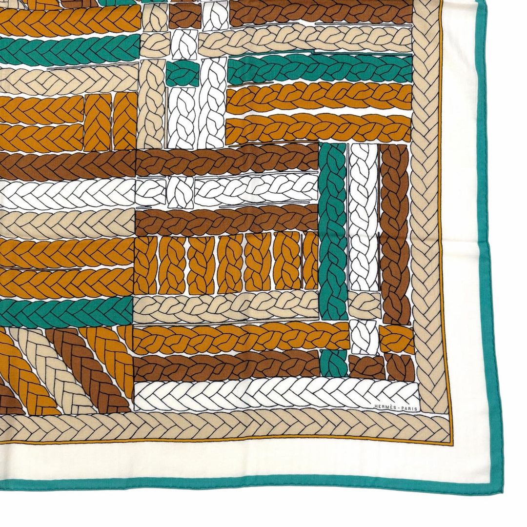Great HERMES scarf TRESSES H Carre Jean 140 cashmere Women