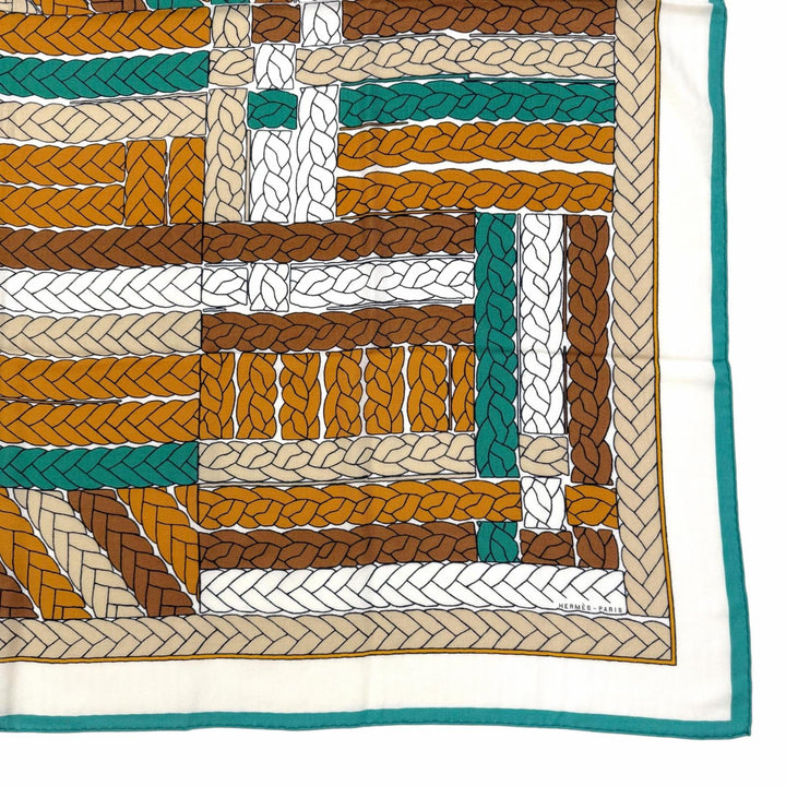 Great HERMES scarf TRESSES H Carre Jean 140 cashmere Women