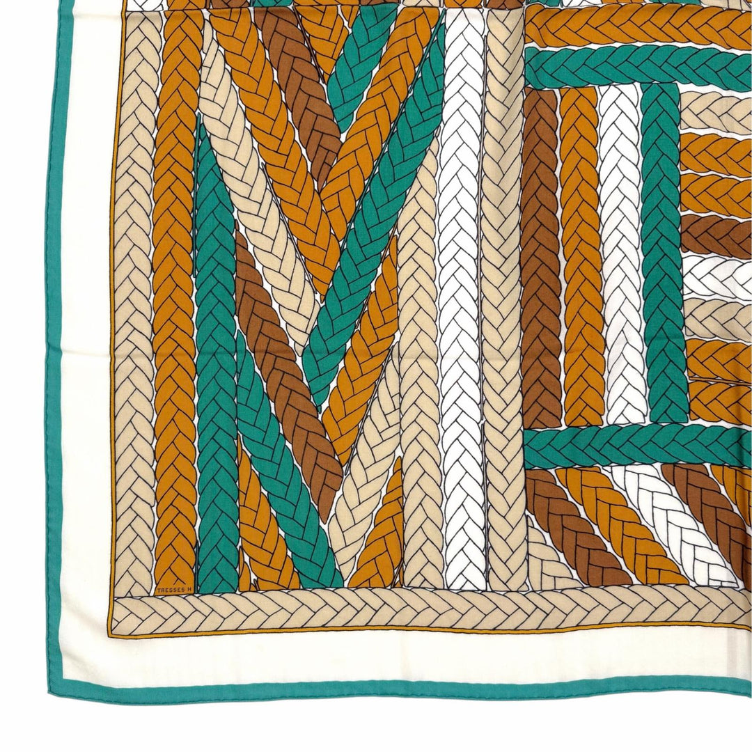 Great HERMES scarf TRESSES H Carre Jean 140 cashmere Women