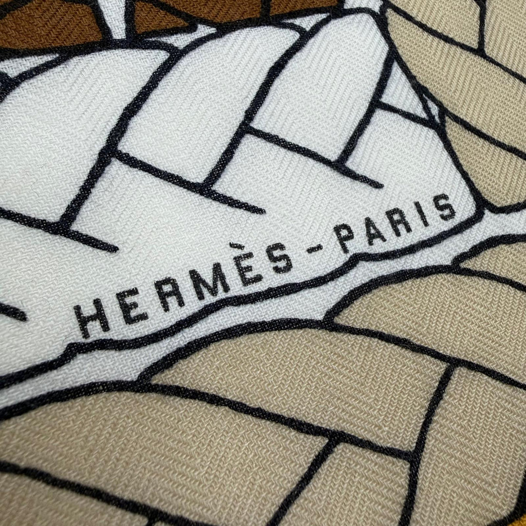 Great HERMES scarf TRESSES H Carre Jean 140 cashmere Women