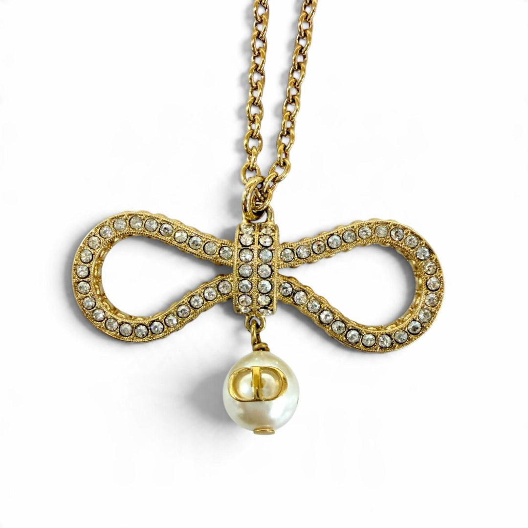 Excellent DIOR Le Nouveau Dior Necklace Ribbon Eco Pearl gold Women N3125WOMCY