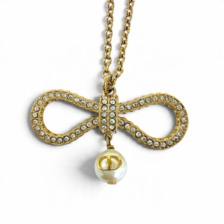 Excellent DIOR Le Nouveau Dior Necklace Ribbon Eco Pearl gold Women N3125WOMCY