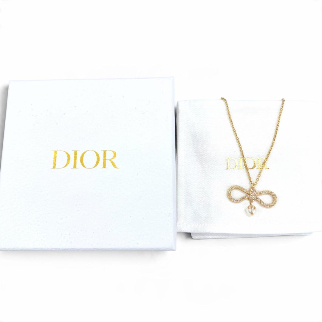 Excellent DIOR Le Nouveau Dior Necklace Ribbon Eco Pearl gold Women N3125WOMCY