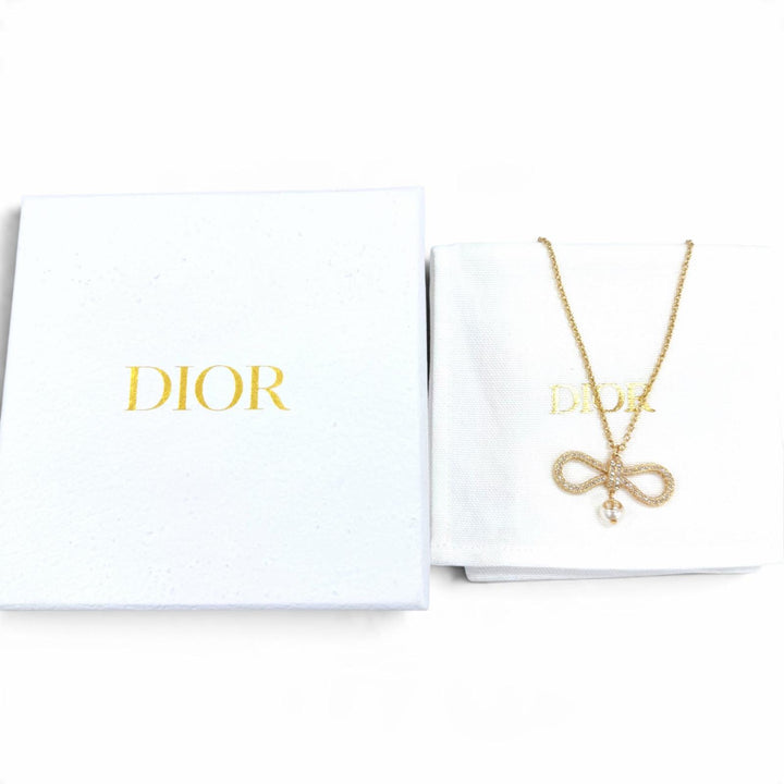 Excellent DIOR Le Nouveau Dior Necklace Ribbon Eco Pearl gold Women N3125WOMCY