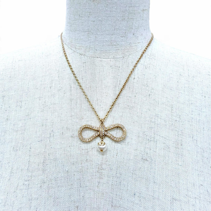 Excellent DIOR Le Nouveau Dior Necklace Ribbon Eco Pearl gold Women N3125WOMCY