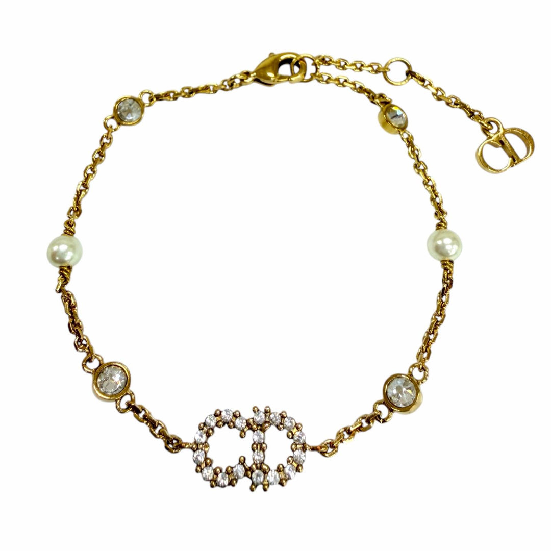 Great DIOR Clair D Lune bracelet Rhinestone Eco Pearl gold Women B3106WOMZI