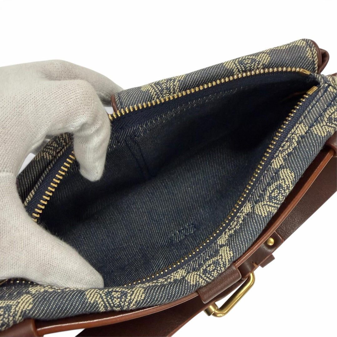 Excellent CELINE Waist bag Old Celine Macadam Pattern Studded Leather Denim
