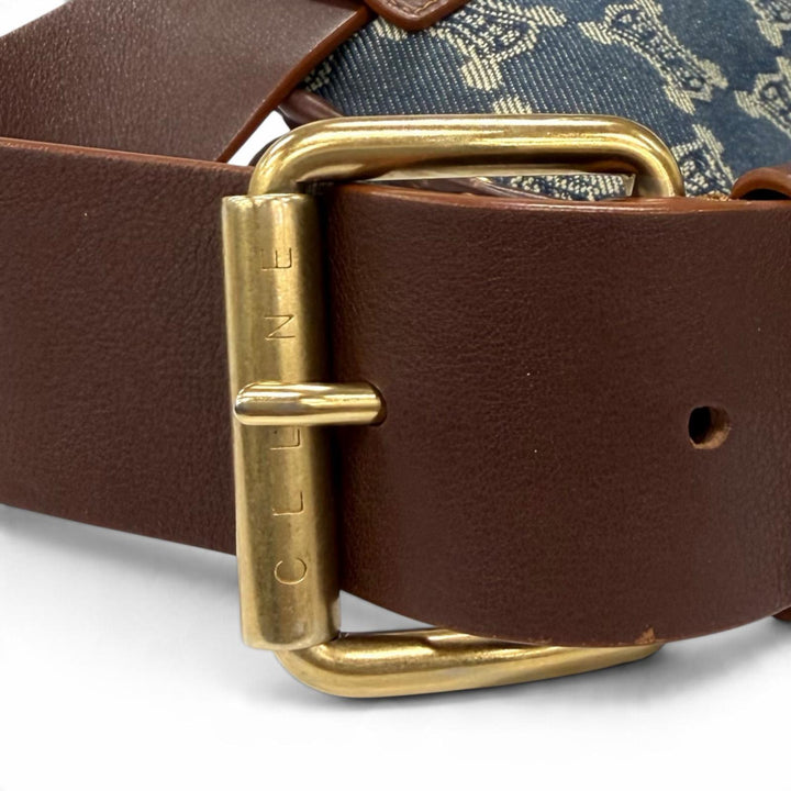 Excellent CELINE Waist bag Old Celine Macadam Pattern Studded Leather Denim