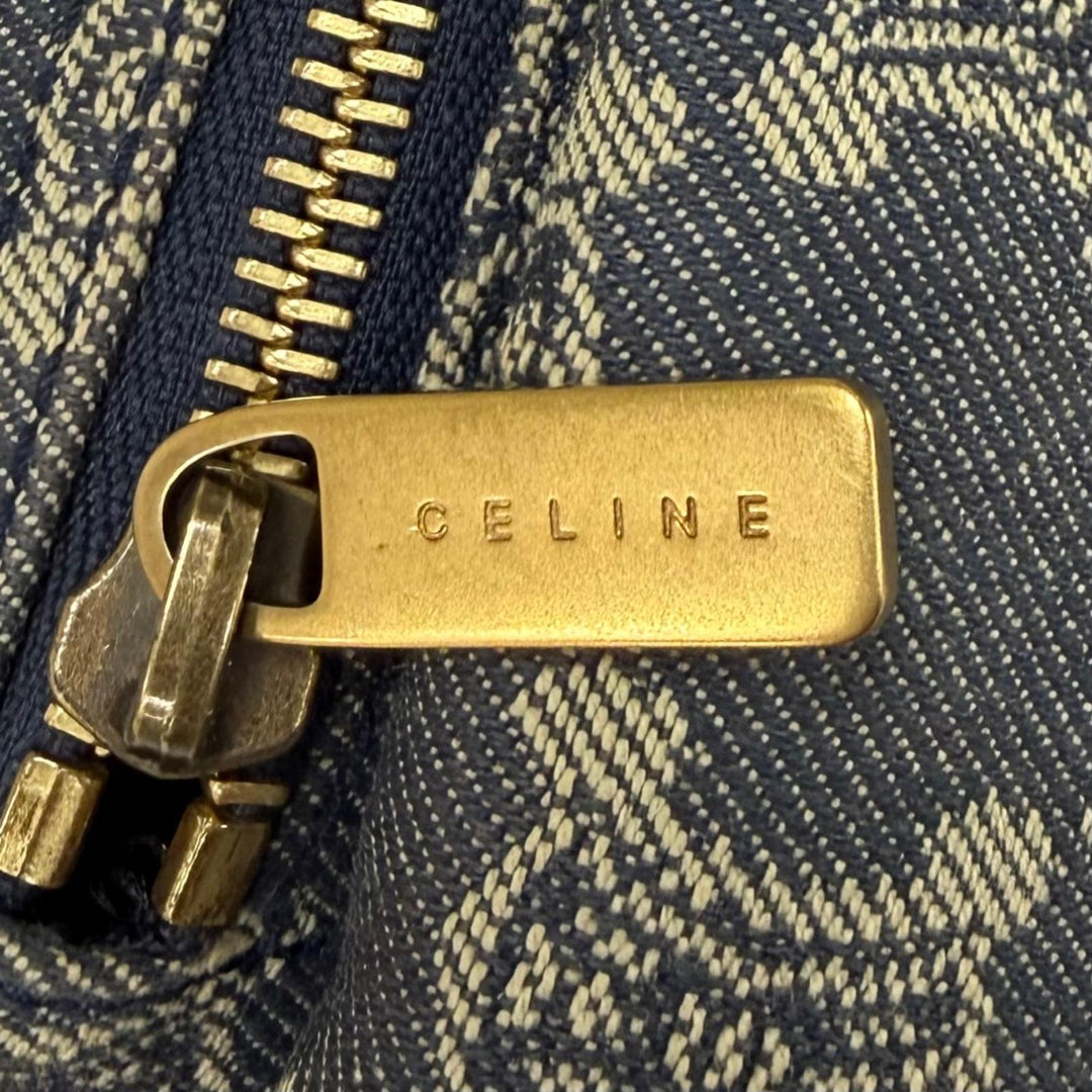 Excellent CELINE Waist bag Old Celine Macadam Pattern Studded Leather Denim
