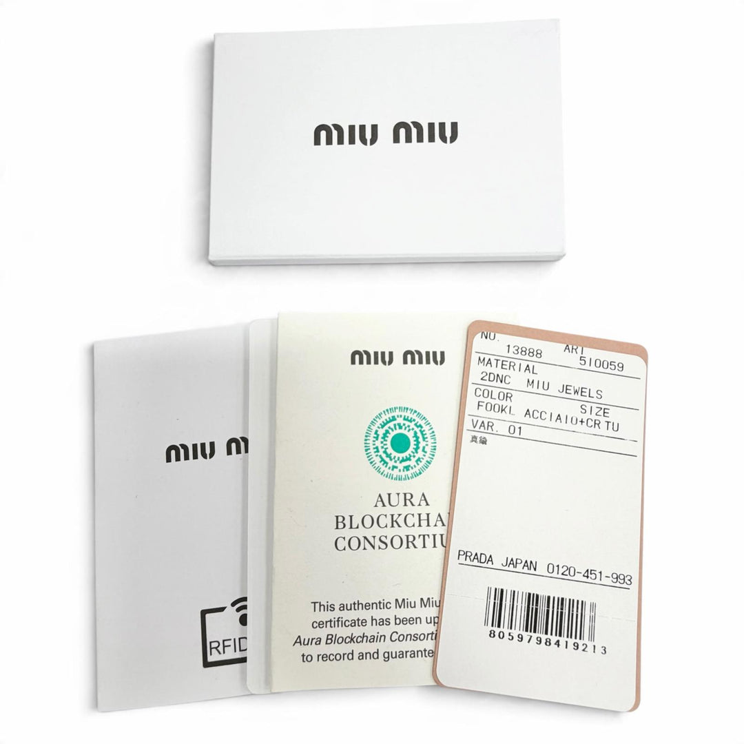 Pristine MIUMIU Crystal-embellished metal logo earrings Silver 5IO059