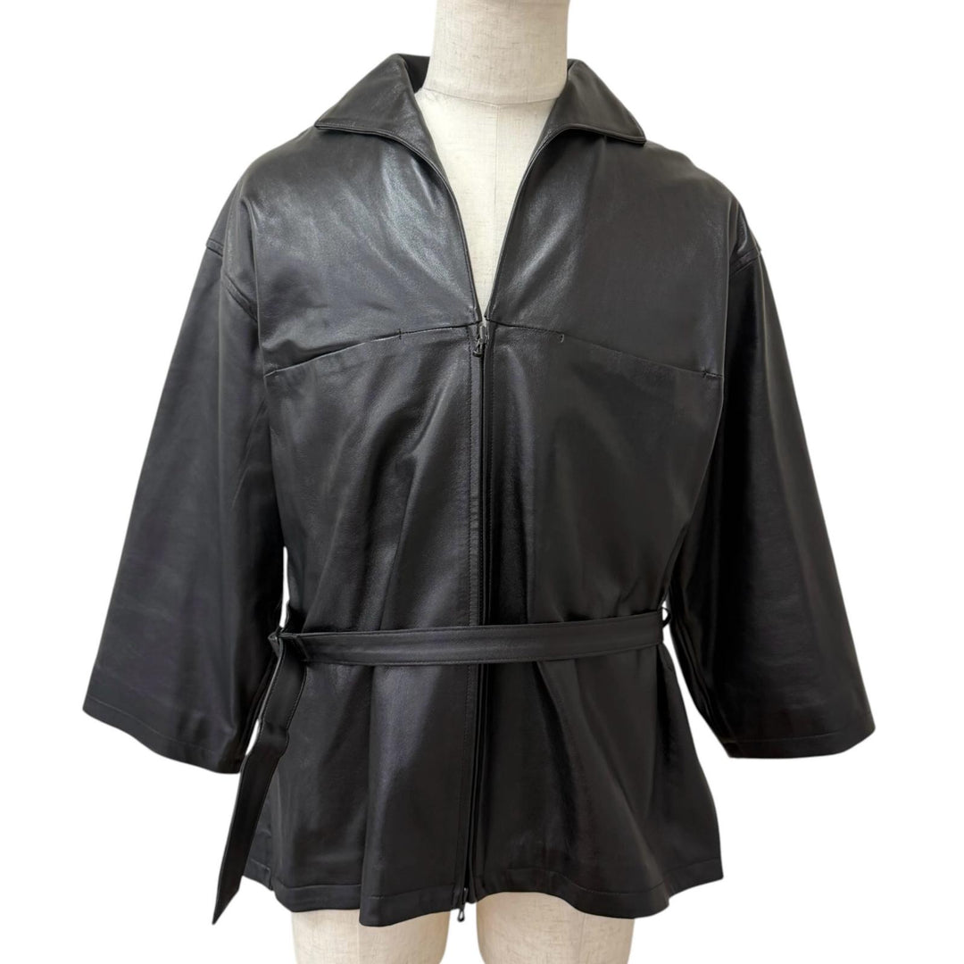 Excellent NICENESS leather jacket WILLI Belted black Sheep leather mens