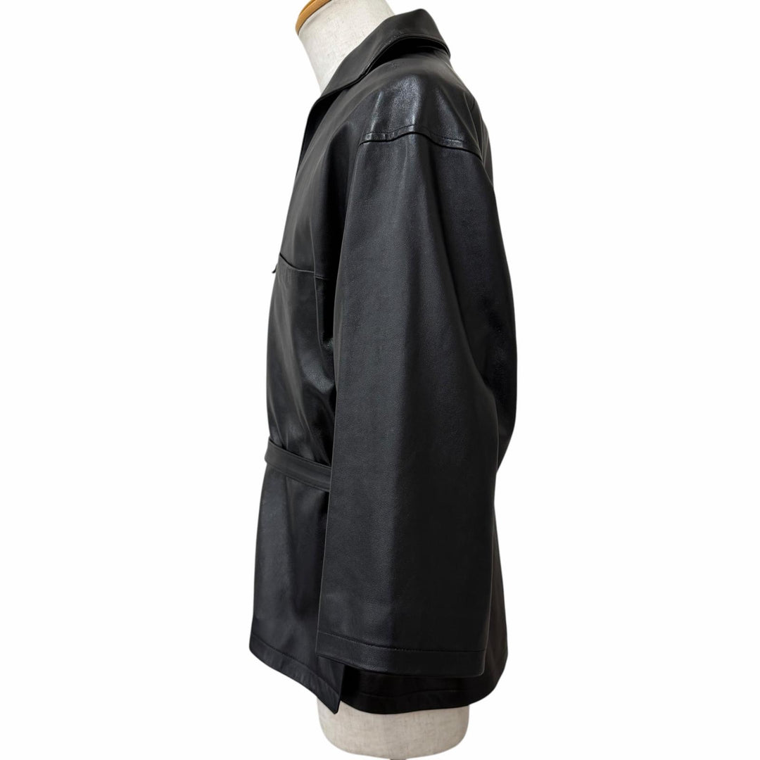 Excellent NICENESS leather jacket WILLI Belted black Sheep leather mens
