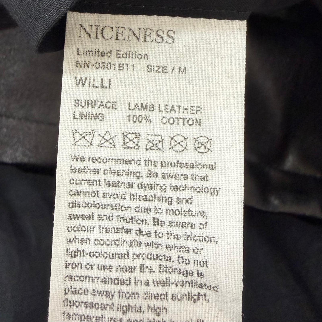 Excellent NICENESS leather jacket WILLI Belted black Sheep leather mens