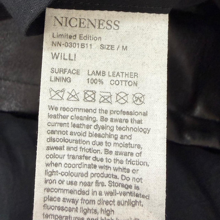 Excellent NICENESS leather jacket WILLI Belted black Sheep leather mens