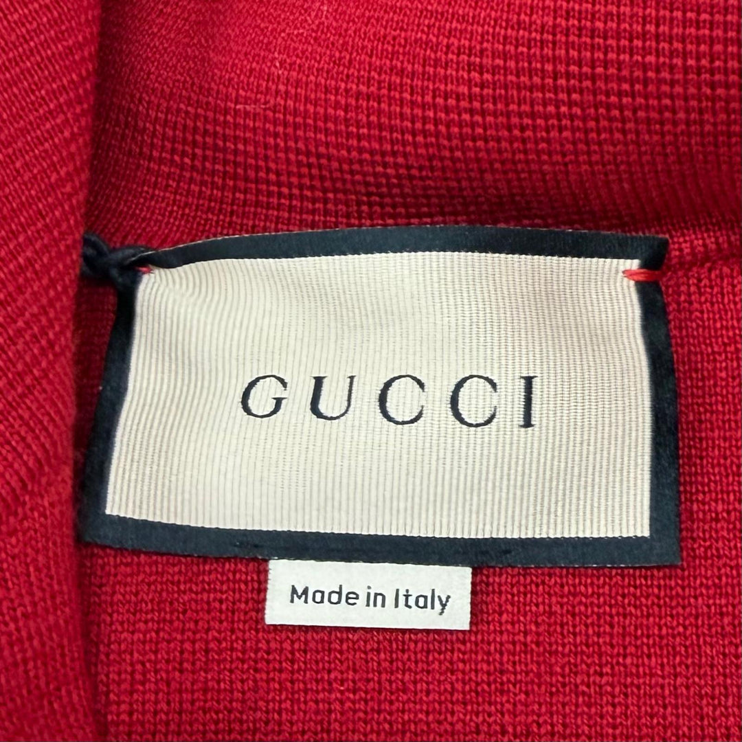 Pristine GUCCI one piece Horsebit Contrast Trim Dress Red wool Women 644564