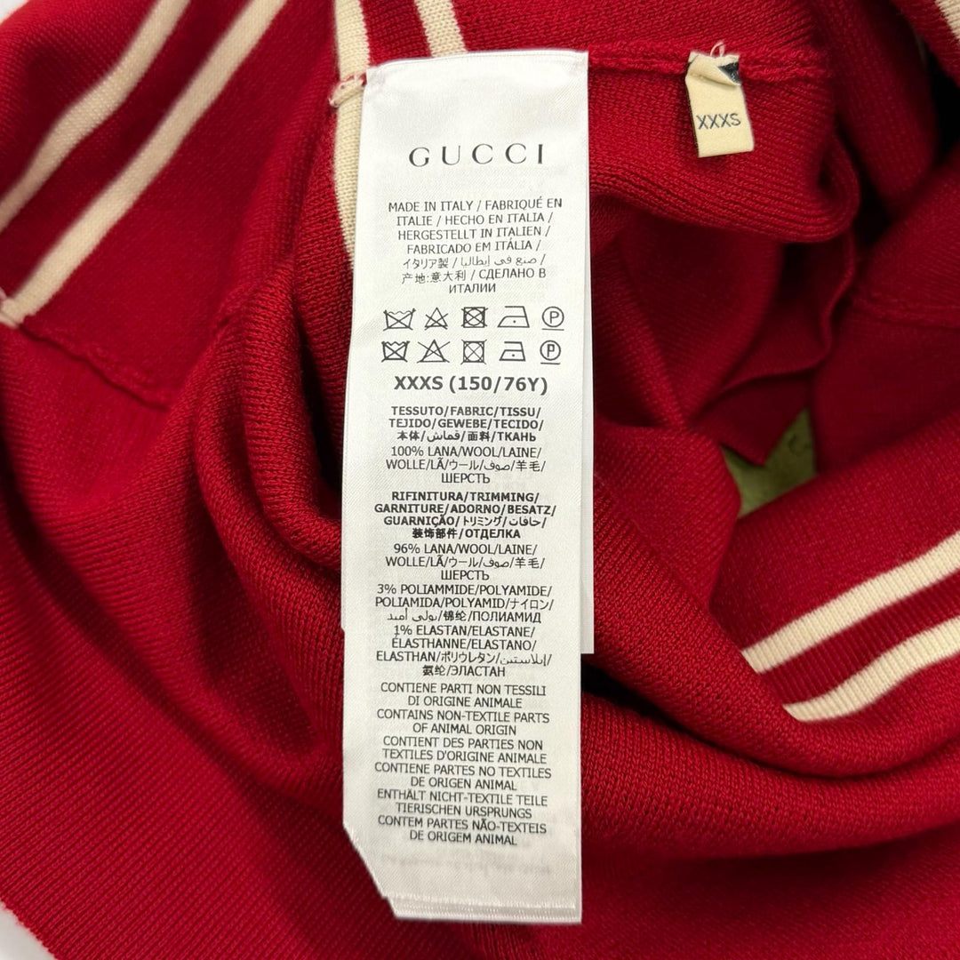 Pristine GUCCI one piece Horsebit Contrast Trim Dress Red wool Women 644564