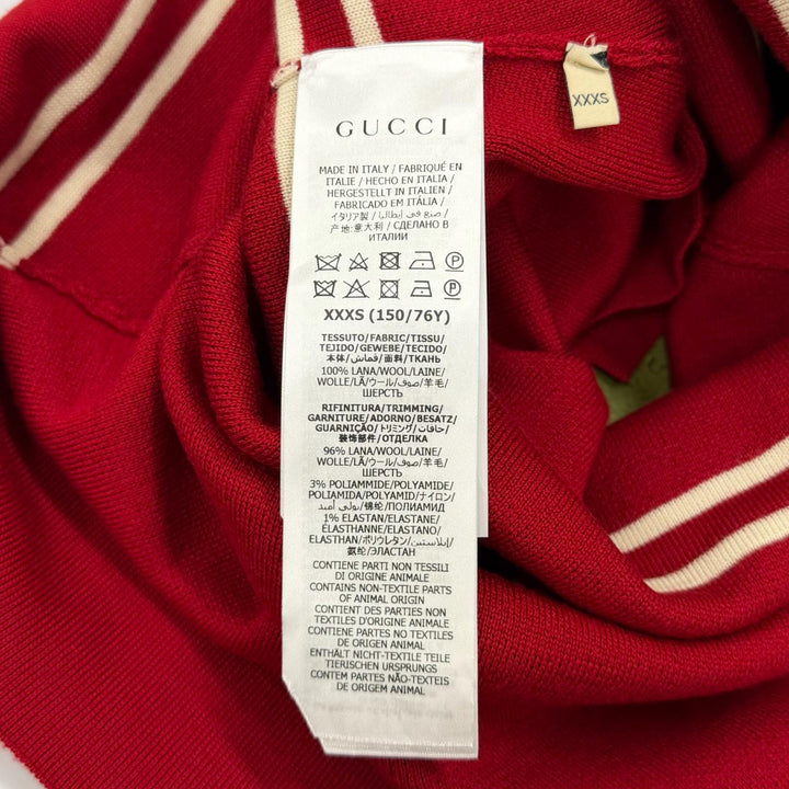 Pristine GUCCI one piece Horsebit Contrast Trim Dress Red wool Women 644564