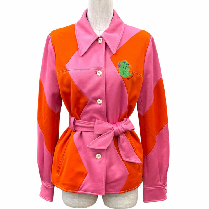 Pristine GUCCI Jacket Belted Rabbit Embroidered Pique polyester XS 723531