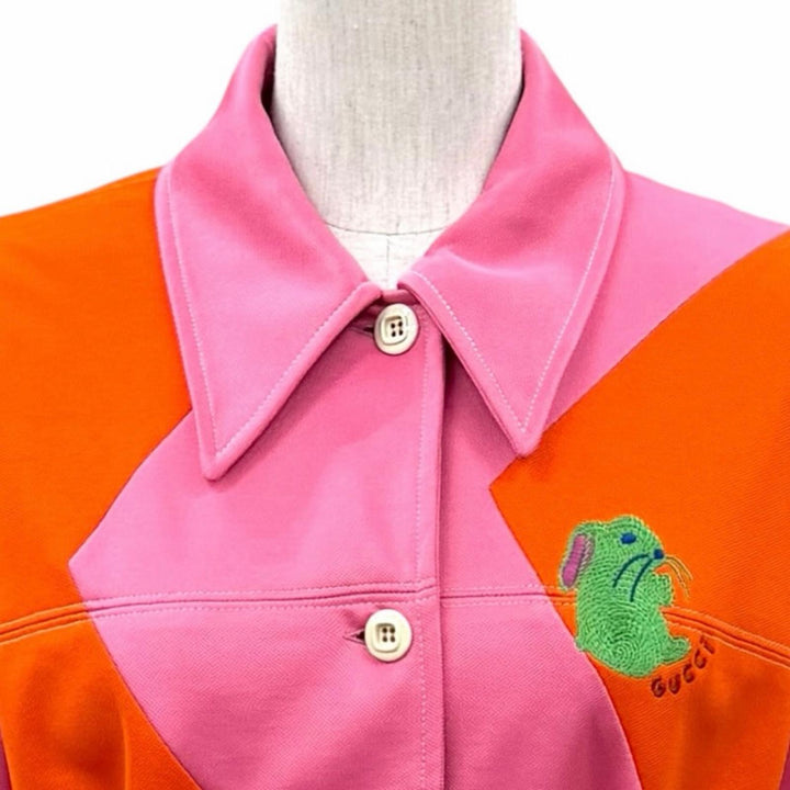 Pristine GUCCI Jacket Belted Rabbit Embroidered Pique polyester XS 723531