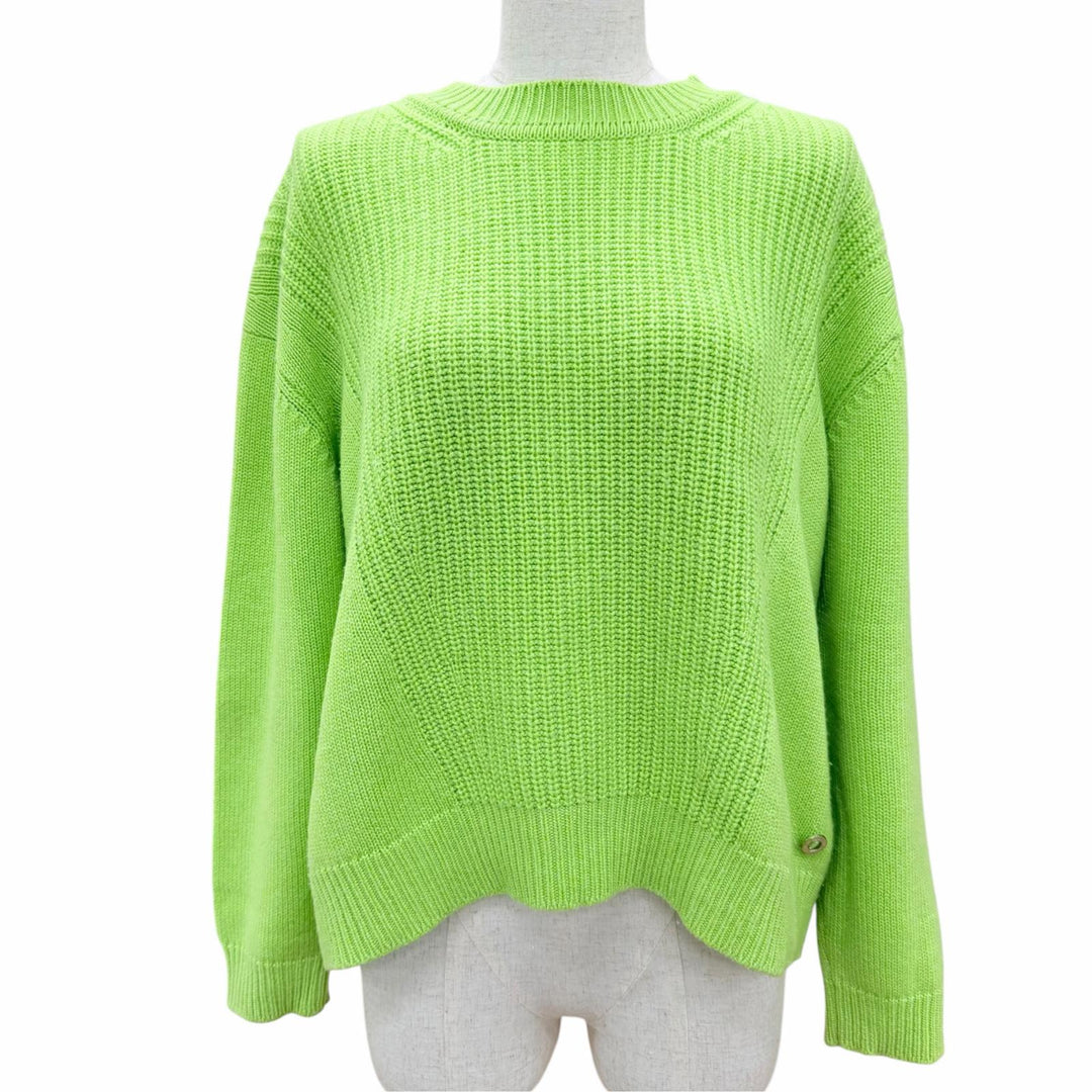 Excellent HERMES knit Circle Logo Metal Long Sleeve green cashmere 36 3E2604D1