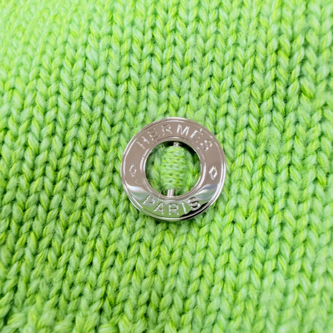 Excellent HERMES knit Circle Logo Metal Long Sleeve green cashmere 36 3E2604D1