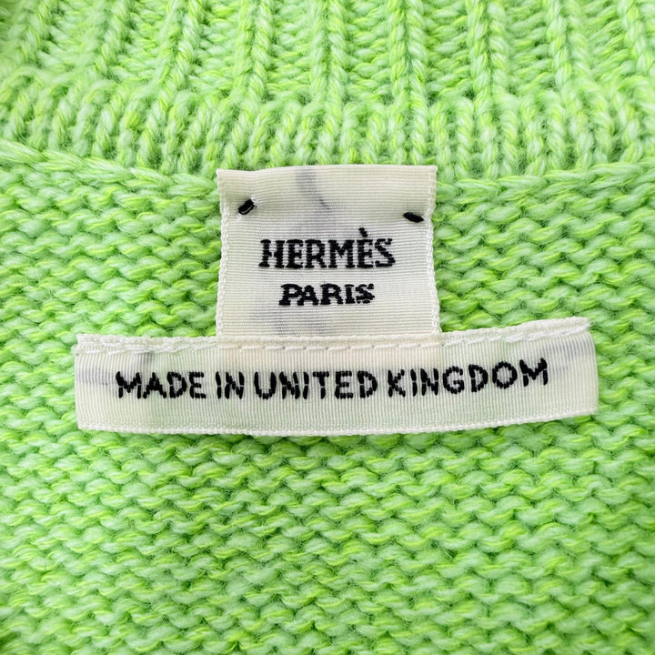Excellent HERMES knit Circle Logo Metal Long Sleeve green cashmere 36 3E2604D1