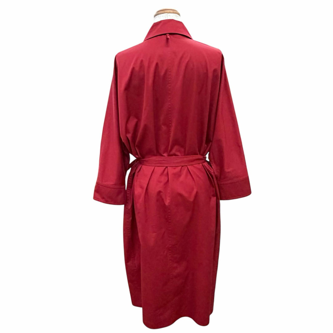 Excellent HERMES one piece Caleche carriage embroidered shirt with belt Red 40