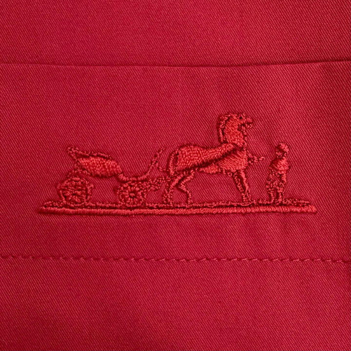 Excellent HERMES one piece Caleche carriage embroidered shirt with belt Red 40