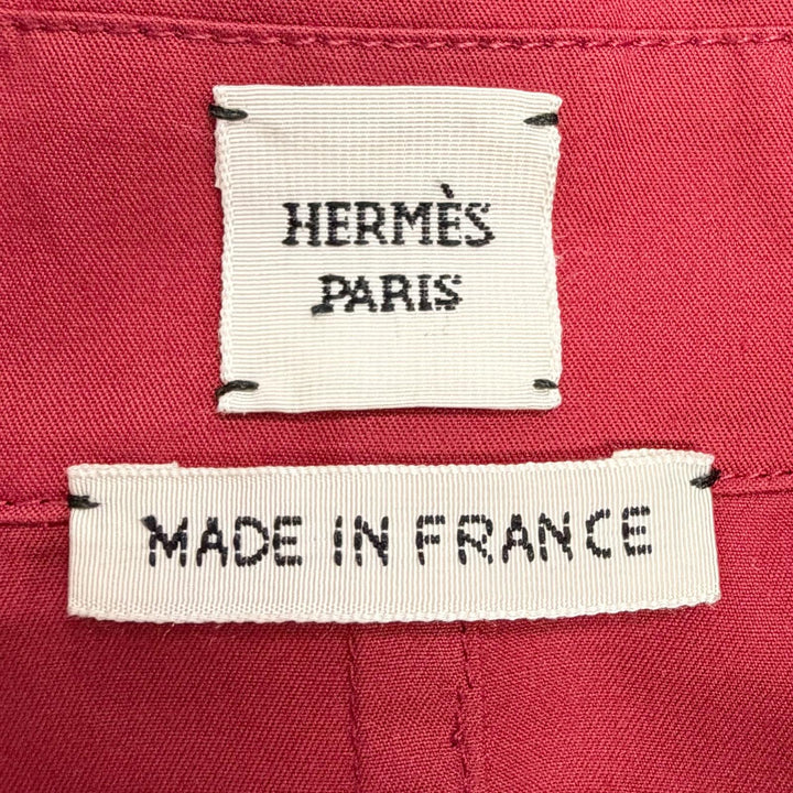Excellent HERMES one piece Caleche carriage embroidered shirt with belt Red 40