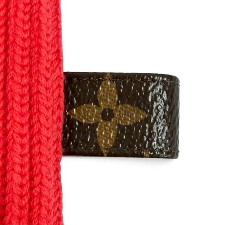 Excellent LOUIS VUITTON High Neck Scalloped Hem Ribbed Knit Sweater Red wool M